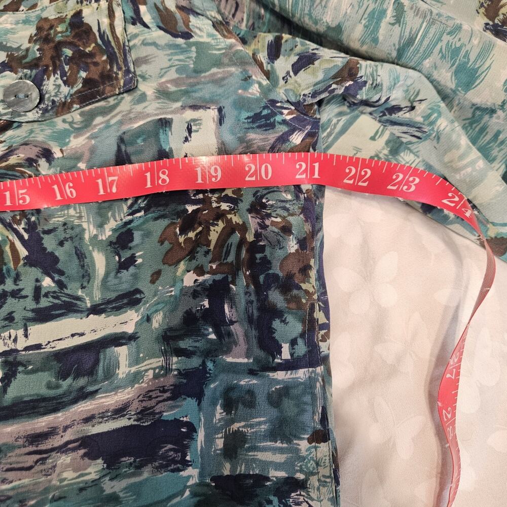 Natalie & Me Silk Vintage Petite Tropical Long Sleeve Blouse/jacket Small - Picture 7 of 9
